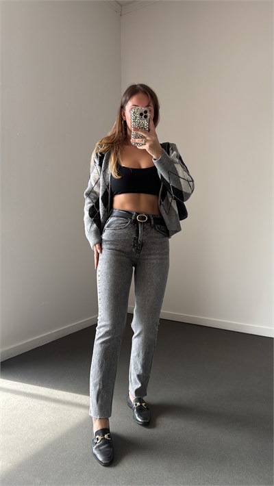 Juliet Gri Renk Yüksek Bel Slim Fit Jean