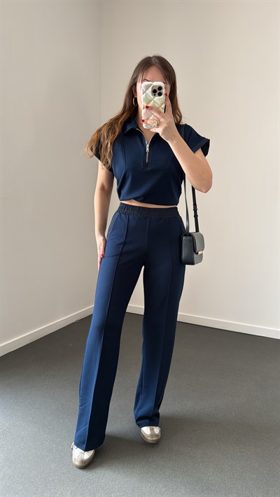 Lowkey Lacivert Fermuar Detaylı Modal Premium Takım