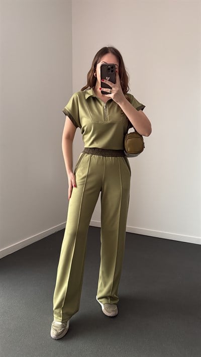 Lowkey Yeşil Fermuar Detaylı Modal Premium Takım