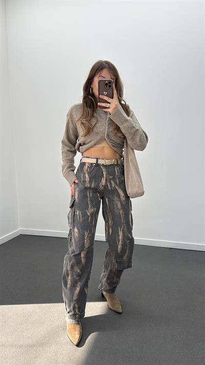 Manifest Batik Desenli Kargo Barrel Jean