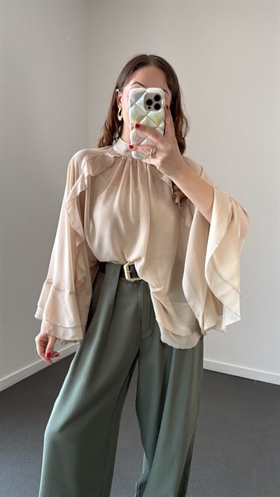 Manolia Bej Atlet Pelerin Bluz