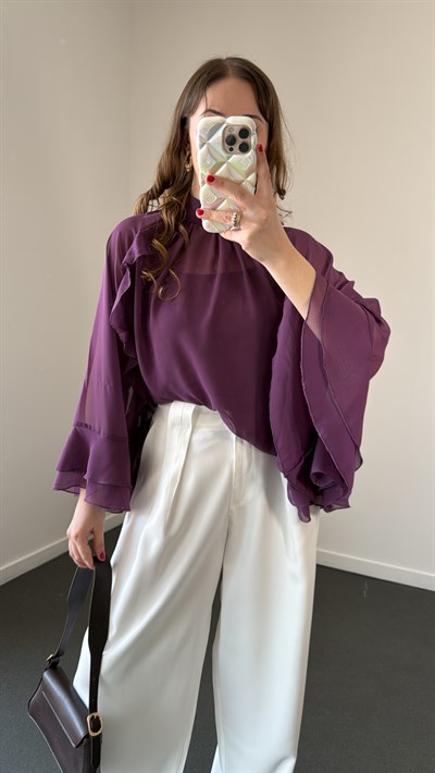 Manolia Mor Atlet Pelerin Bluz