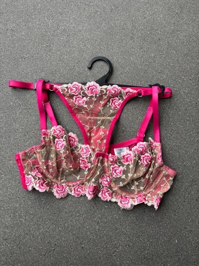 Marigold Fuşya Yeşil Çiçek Desenli Bralet Takım