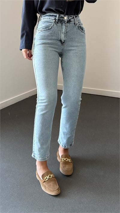 Marsilya Açık Kot Likralı Yüksek Bel Mom Jeans