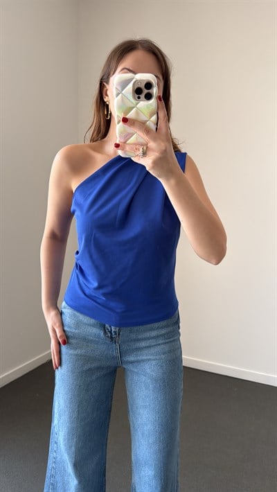 Roy Saks Mavi Tek Omuz Drapeli Bluz