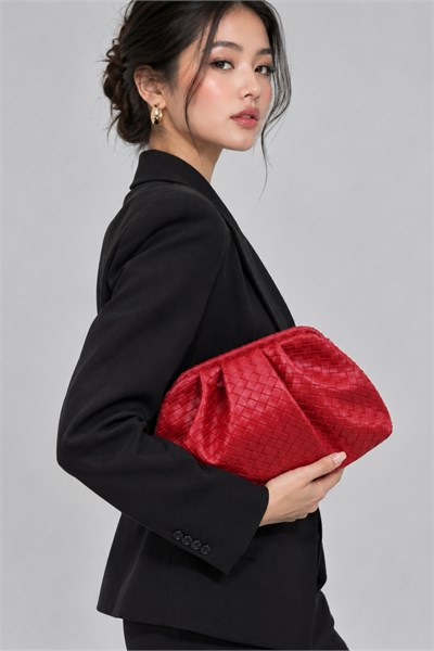 Intreccio Örme Deri Kadın Omuz & Portföy & Clutch Çanta Kırmızı