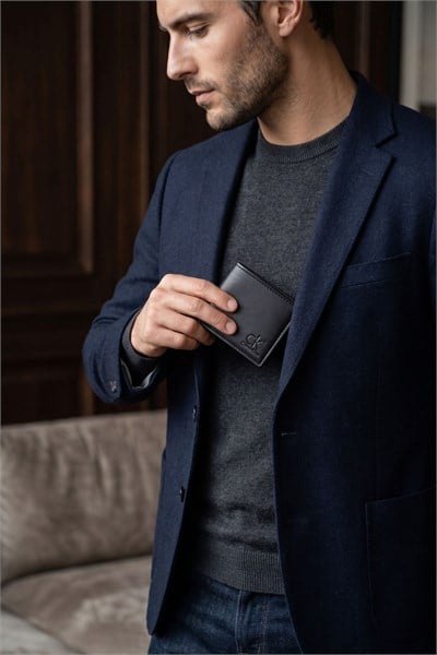 Klasik Model Standart Boy Deri Erkek Cüzdan Siyah