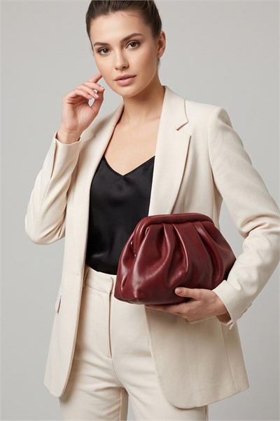 Vesper Deri Kadın Omuz & Portföy & Clutch Çanta Bordo