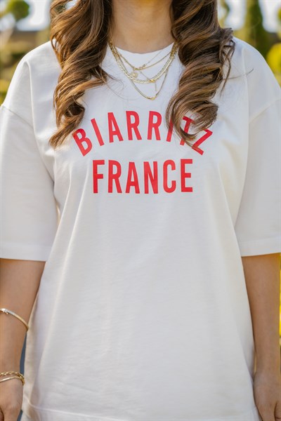 Biarritz France Baskılı T-shirt