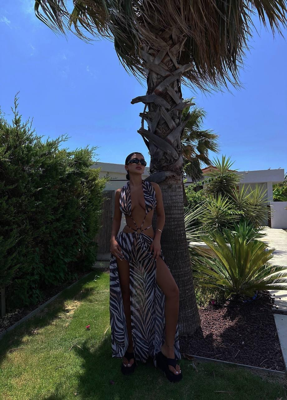 Şifon Maxi Elbise 3040 - Leopar