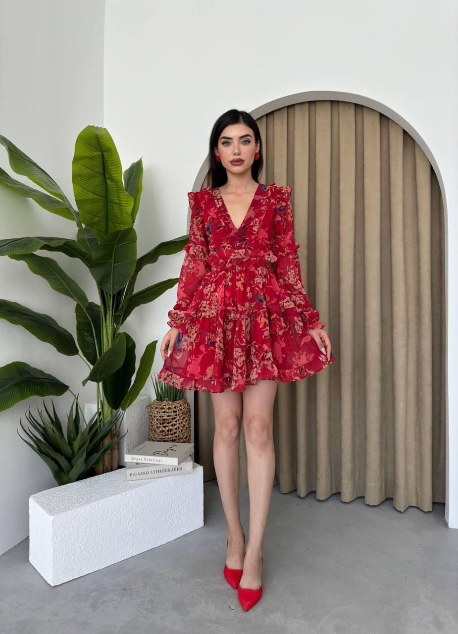 BUTTERFLY Mini Elbise 1013 - Kırmızı