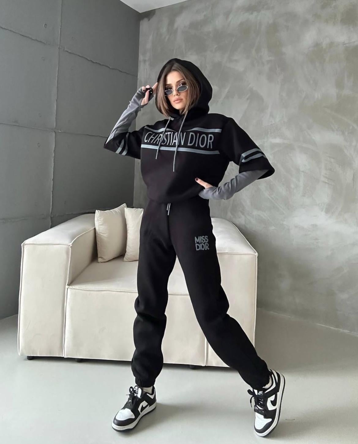 CD Kapüşonlu İkili Spor Takım 8089 - Siyah