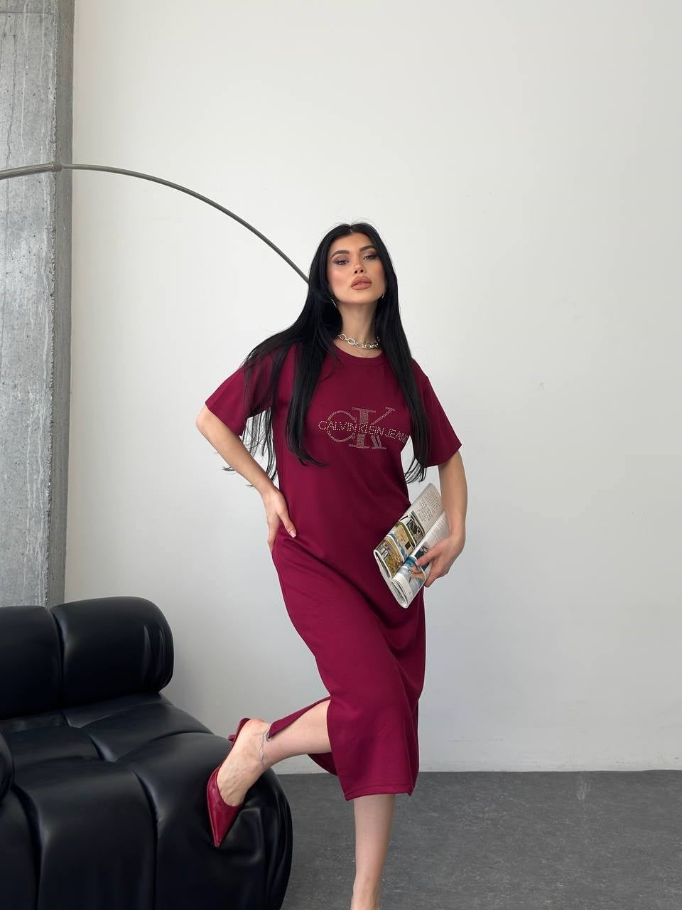CK Oysho Kumaş Elbise 9024 - Bordo