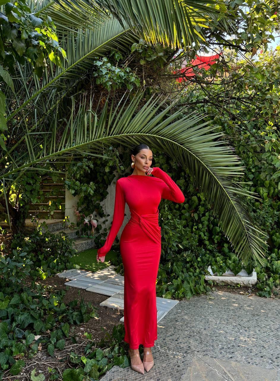 MİLAN Maxi Elbise 3007 - Kırmızı