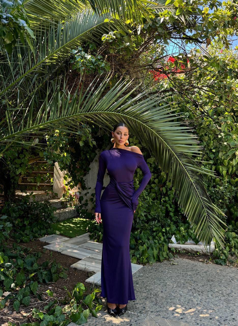 MİLAN Maxi Elbise 3007 - Mor