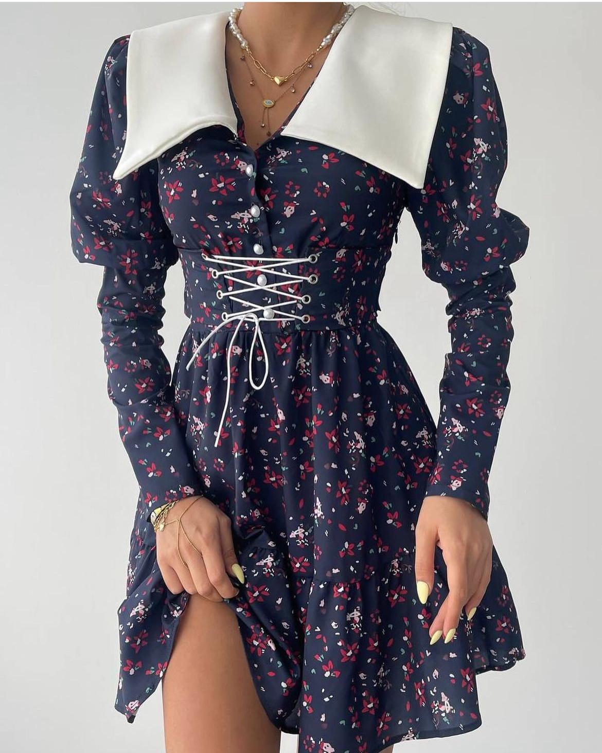 Renkli Mini Elbise 1076