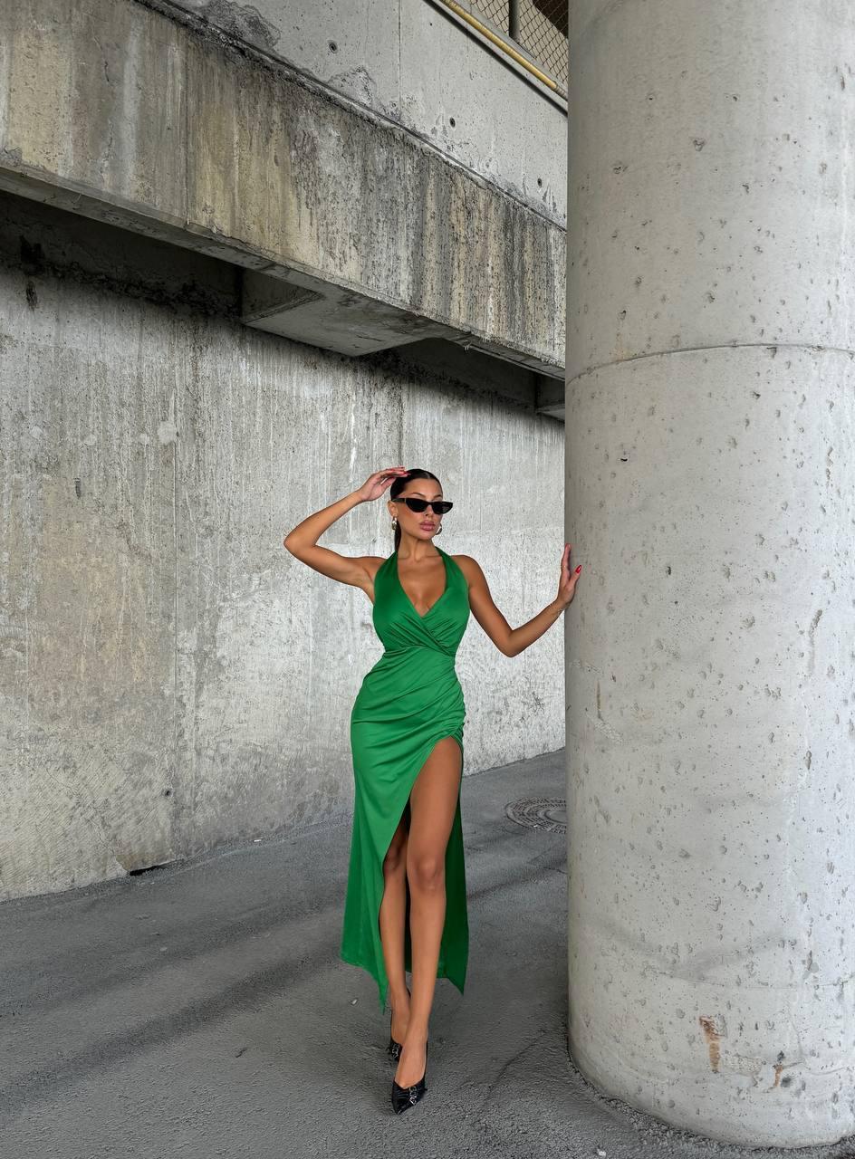 Yırtmaç Dantel Midi Elbise 2020