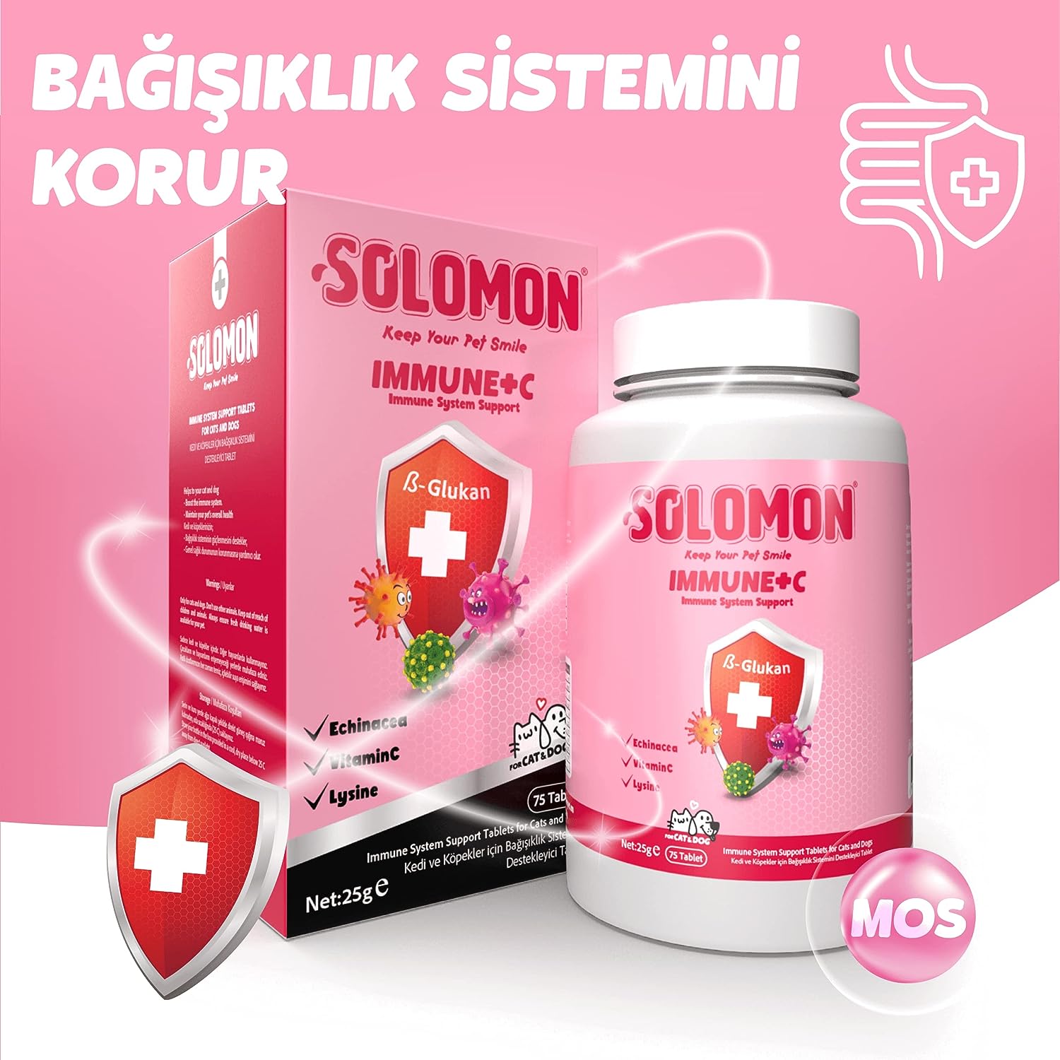 Solomon Immune+C Tablet ürün görseli - kedi ve köpek için bağışıklık desteği