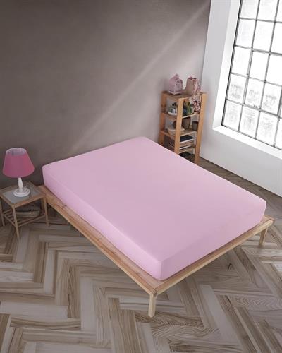 %100 Pamuklu Penye Lastikli Çarşaf Battal Boy / Pembe