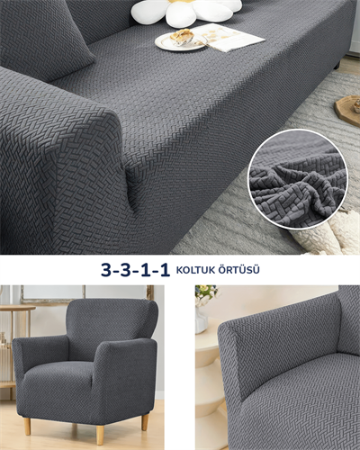 3.3.1.1 Koltuk Örtüsü Koltuk Kılıfı Takımı Lastikli Sofa Cover / Antrasit