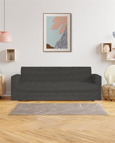 Antrasit Jakarlı Su Yolu Desen 3 3 1 1 Lastikli Koltuk Örtüsü