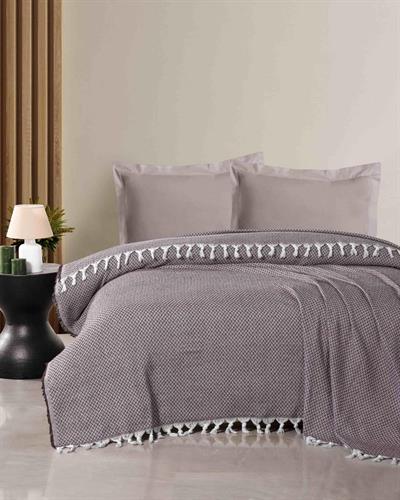 Çift Kişilik Geometrik Desen Çok Amaçlı Pike / Kahve
