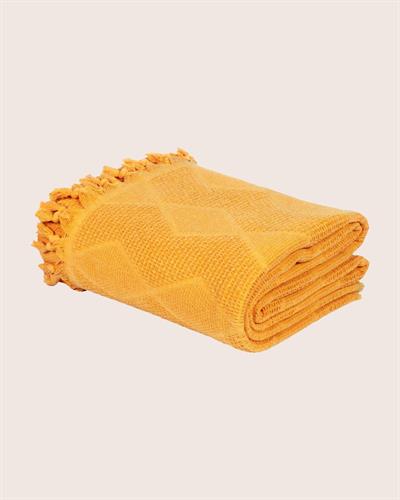 Çift Kişilik Hardal Jakar Desen Pamuklu Pike/ 4 Mevsim