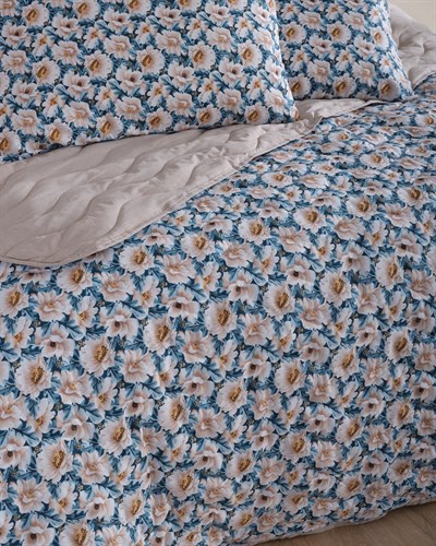 Premium Çift Kişilik Pamuklu Kapitone Çok Amaçlı Pike & Yatak Örtüsü / Soft Mavi