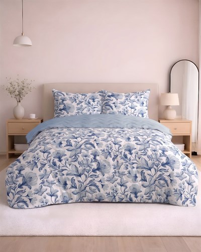 Çift Kişilik Pamuklu Kapitone Çok Amaçlı Pike & Yatak Örtüsü / Safir Bahçe