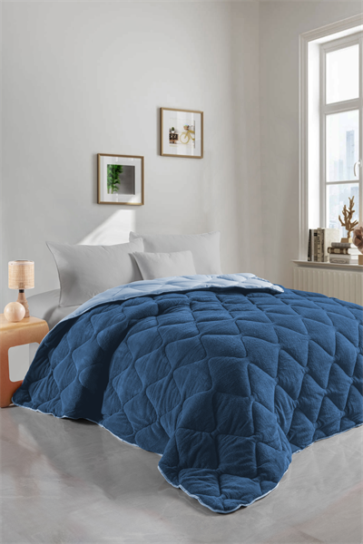 Çift Kişilik Wellsoft Mavi Yorgan Seti /195x215 cm