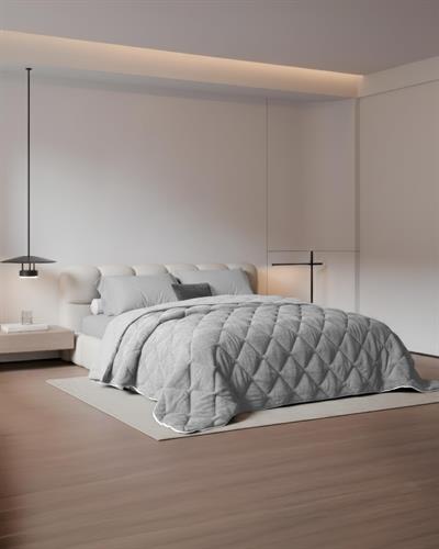 Çift Kişilik Welsoft Yorgan Uyku Seti Gri 160x200 Lastikli Çarşaflı