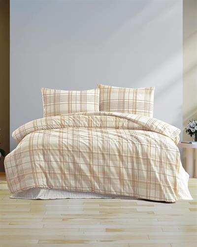 Deniz Ranforce Pamuklu Çift Kişilik Nevresim Takımı / Bej