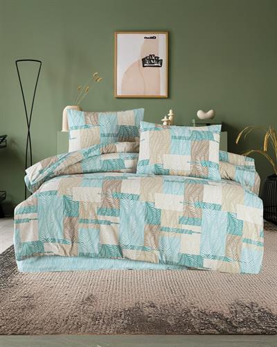 Ece Ranforce Pamuklu Çift Kişilik Nevresim Takımı / Turkuaz-Bej
