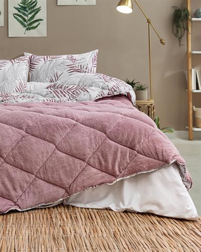 Flora Çift Taraflı Pembe Welsoft Yorgan Seti / 195x215 Cm