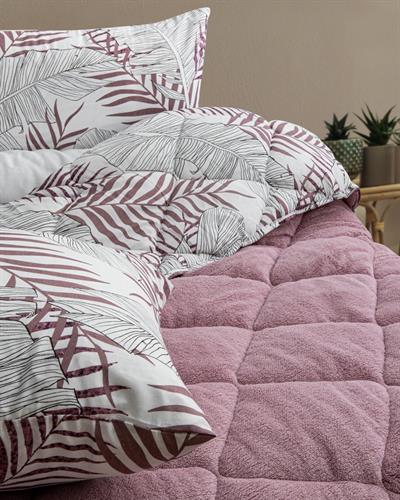 Flora Çift Taraflı Pembe Welsoft Yorgan Seti / 195x215 Cm