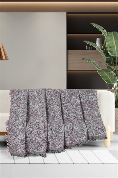 Jakarlı Pamuk Vintage Çok Amaçlı Koltuk Örtüsü 180x220