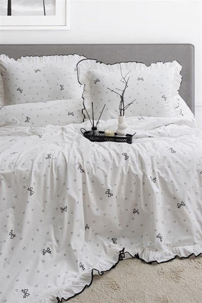 Mira Premium Fırfırlı Çift Kişilik Nevresim Seti / %100 Pamuklu