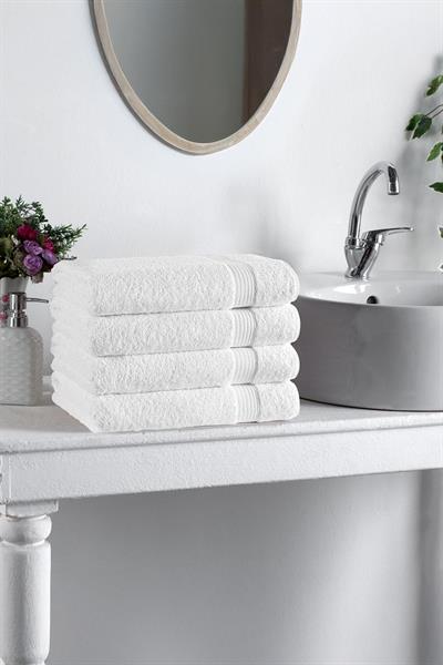Sarah %100 Pamuk 4lü Beyaz Banyo Havlusu 70x140cm