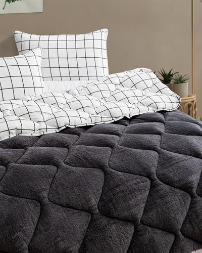 Urban Çift Taraflı Antrasit Welsoft Yorgan Seti / 195x215 Cm