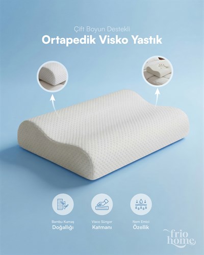 Ortapedik Çift Boyun Destekli Visko Yastık 55x35x13x11 Cm