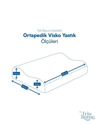 Ortapedik Tek Boyun Destekli Visko Yastık 60x40x12x8