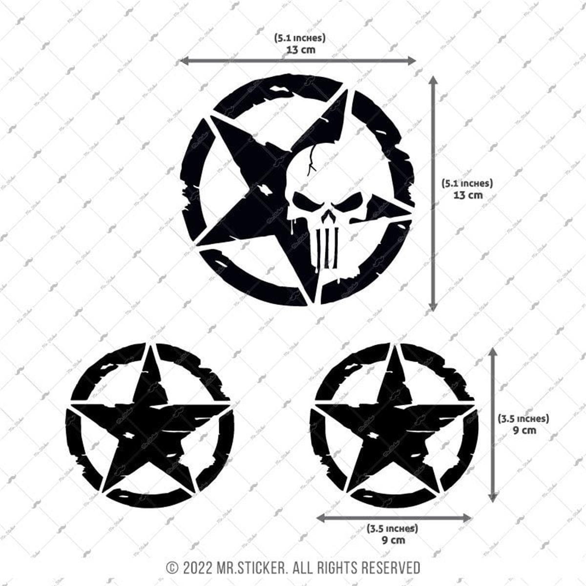 ARSBDL2 Eskitilmis Desenli Mat Siyah Asker Yıldızı Seti