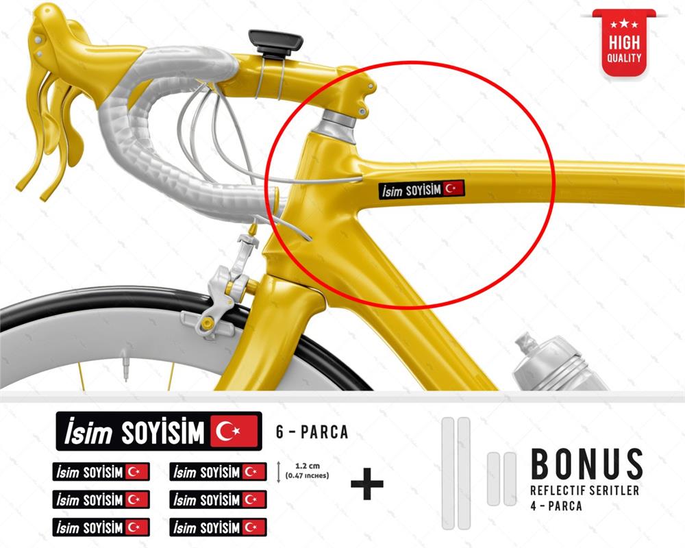 BCY1 Reflektif Bisiklet Isim Etiket Seti V1