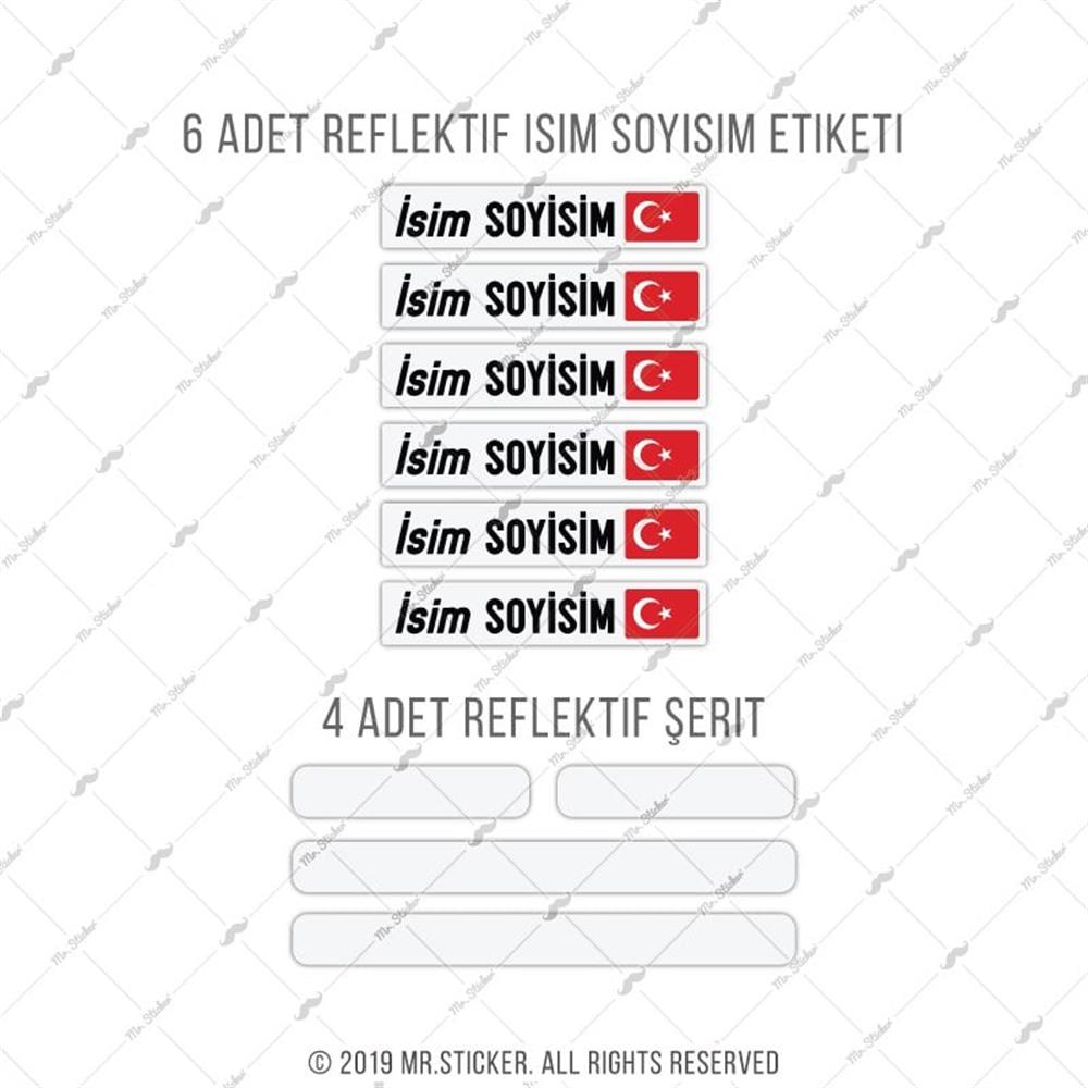 BCY1 Reflektif Bisiklet Isim Etiket Seti V1