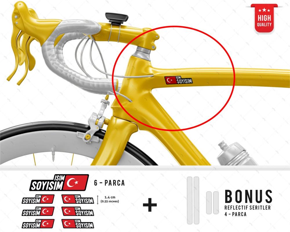 BCY2 Reflektif Bisiklet Isim Etiket Seti V2