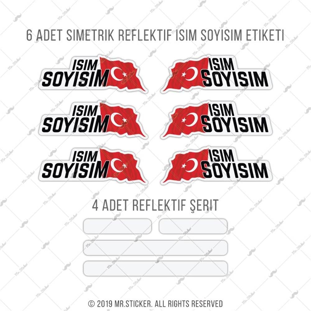 BCY3 Reflektif 10 Parca Bisiklet Isim Etiket Seti Ozel Seri