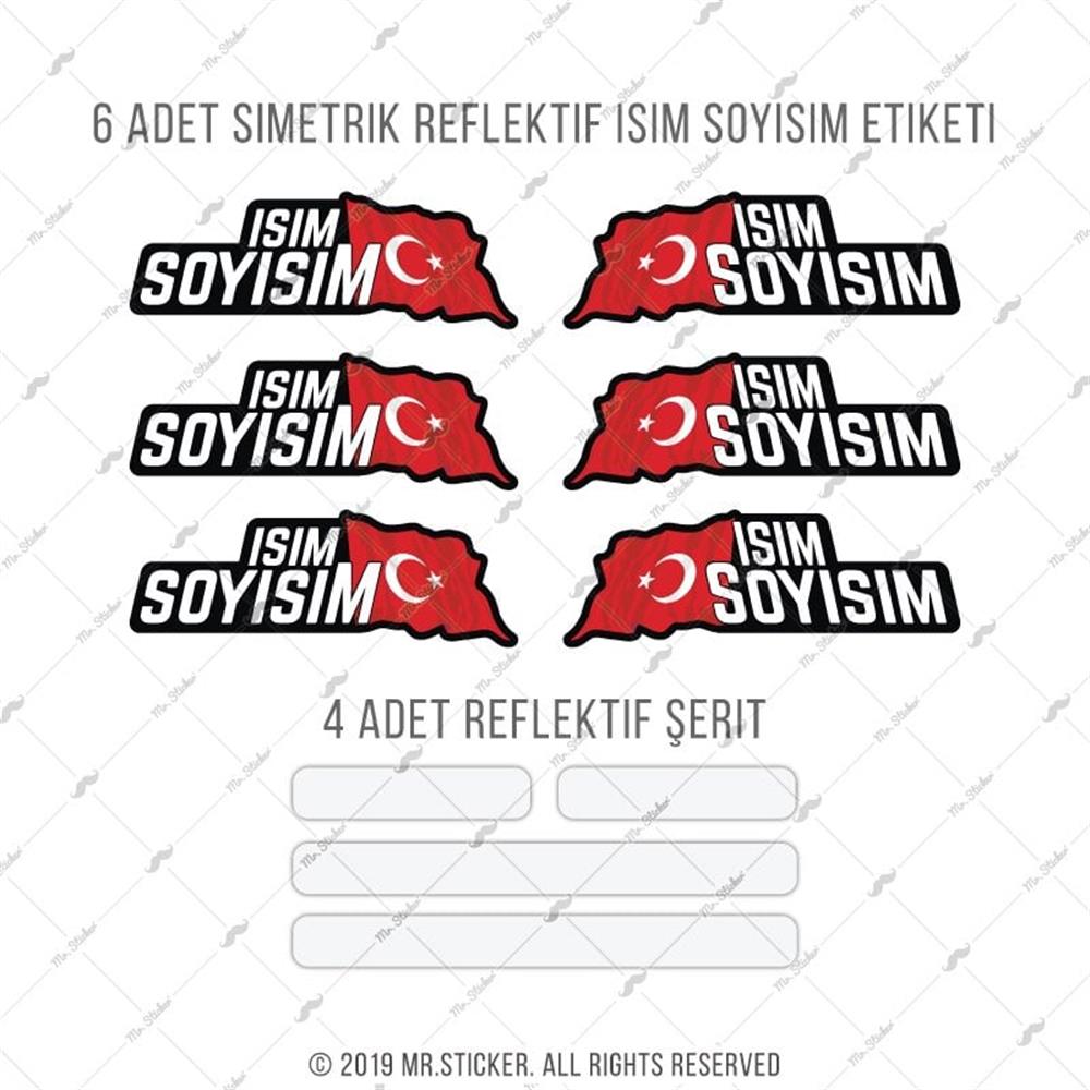 BCY3 Reflektif 10 Parca Bisiklet Isim Etiket Seti Ozel Seri