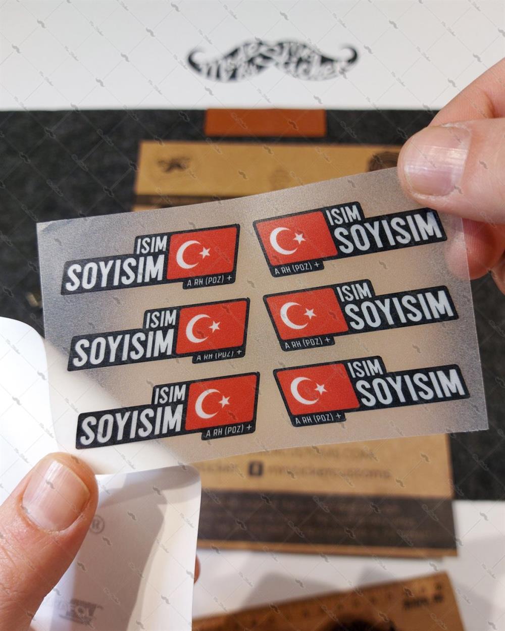 BCY4 Reflektif Kan Grubu Secenekli 10 Parca Bisiklet Isim Etiket Seti