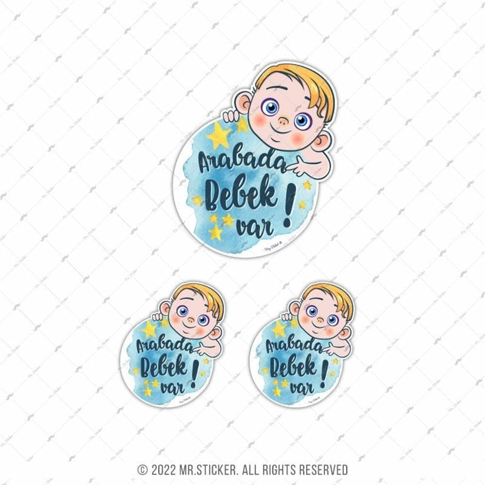 BOB12 Arabada Bebek Var Etiketi 3lü Set