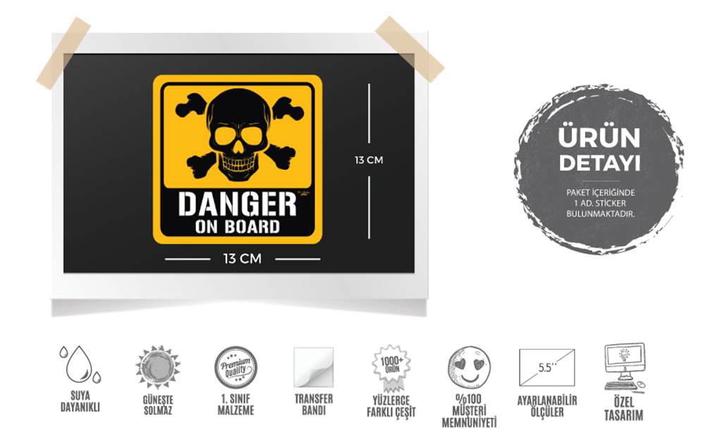 BOB6 Danger On Board Etiketi